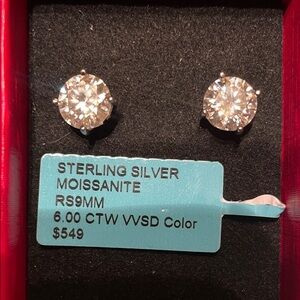Sterling Silver Moissanite Stud Earrings